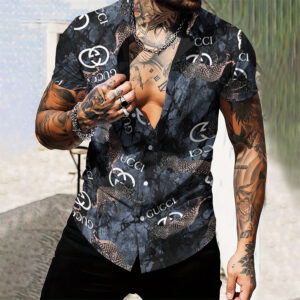 MEN'S  BUTTON SHIRT-GCY-DRG00010536