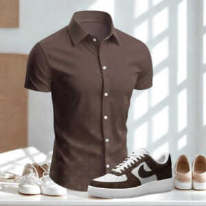 LUXURY-Short Sleeve Button Shirt x AF1 Sneaker